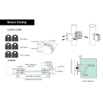 CZP312R, Heavy Duty 2″ Round Back Glass Clamp for 3/8″ or 1/2″ Tempered Glass or Laminated Glass